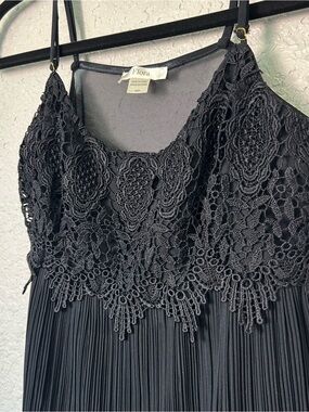 Vintage Flora Black Lace Pleated Slip Dress